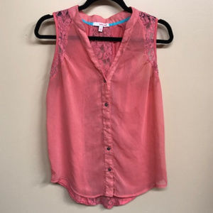 Hollywould Sleeveless Button Front Blouse